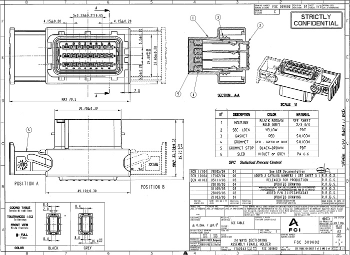 Drawing 24 pole ECU connector