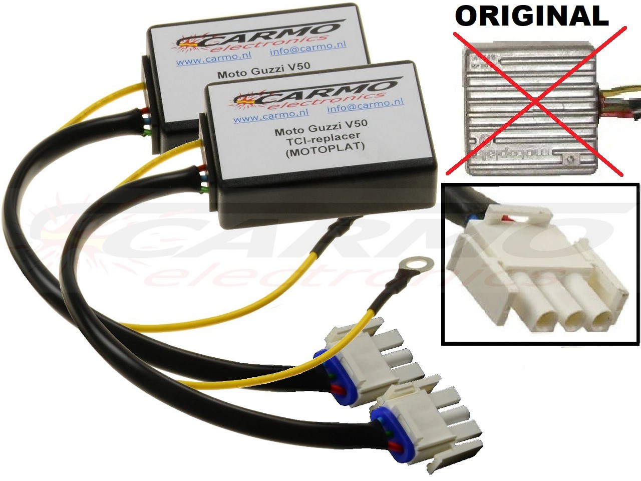 Motoplat Moto Guzzi V50 Nato igniter ignition module CDI TCI Box (2X) - MotoPlat 9635105 - Click Image to Close