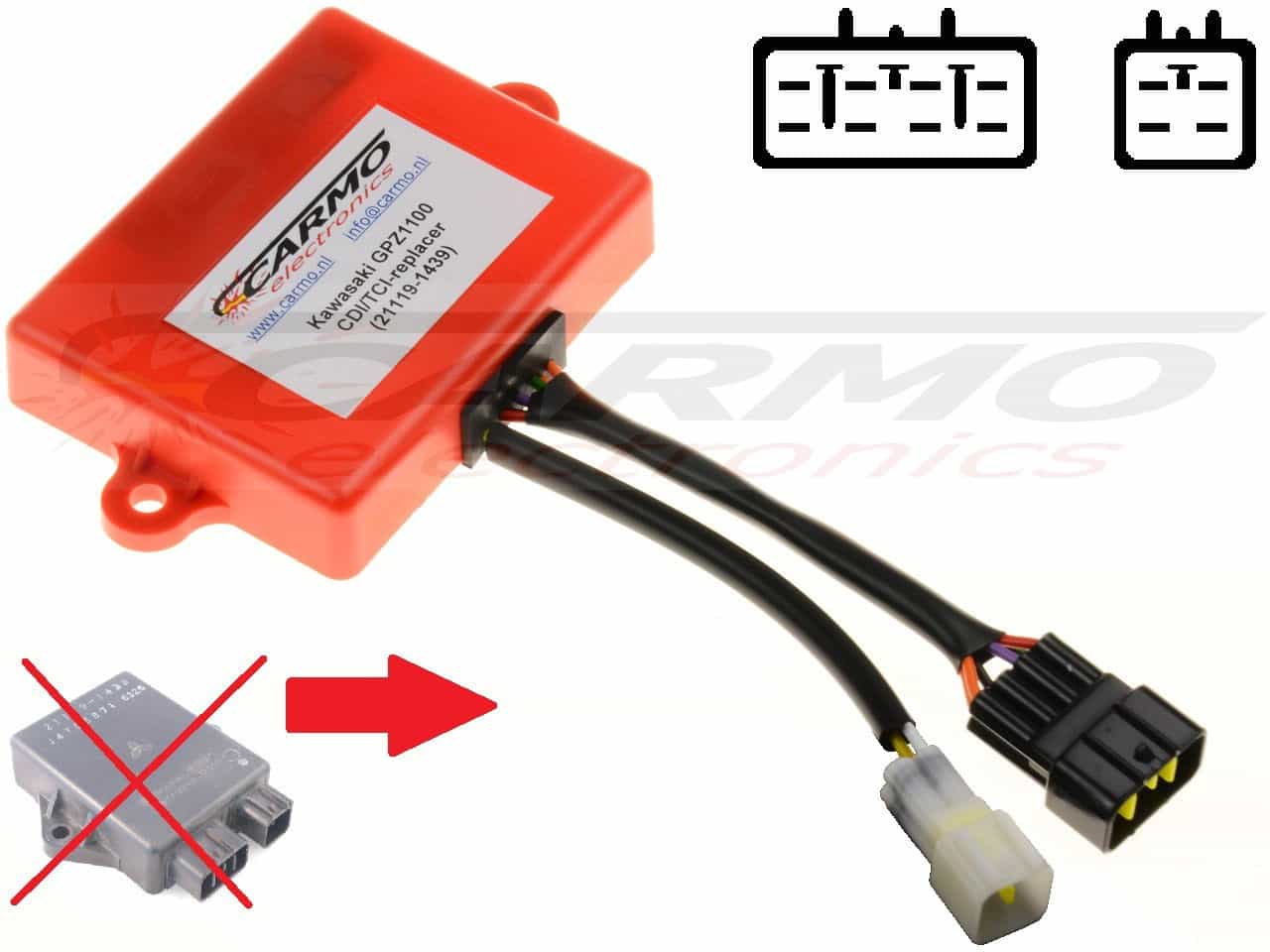 Kawasaki GPZ1100 ZX1100 igniter ignition module CDI TCI Box 21119-1439 J4T05572 - Click Image to Close